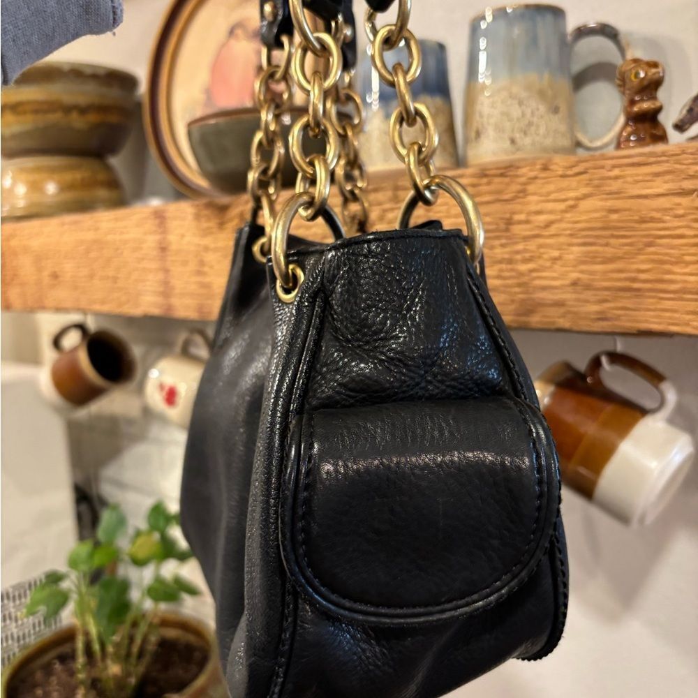 Amazing Y2K Black Pebbled Leather Juicy Couture Shoulder Bag - Picture 4 of 15